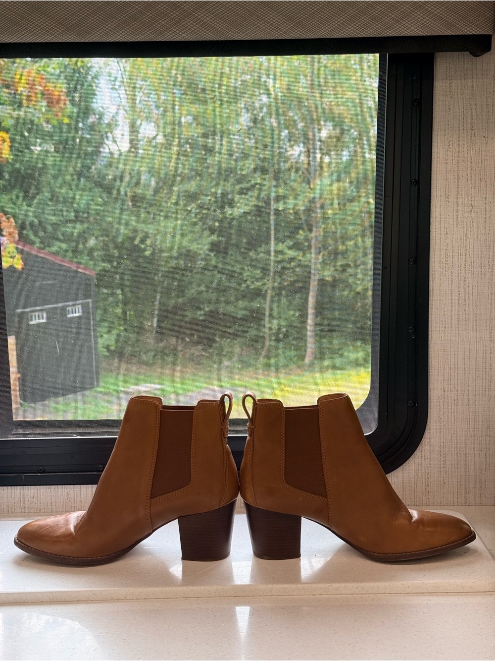 Madewell Cognac Leather Chelsea Booties